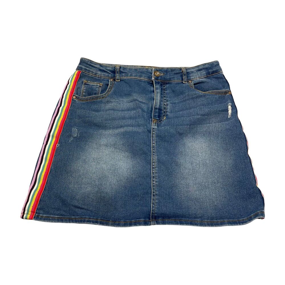Wonder Nation Straight & Pencil Skirt Girls XL (14-16) Blue Denim Distressed - Picture 1 of 6